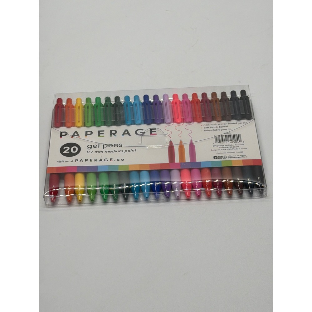 Paperage 20 Count Retractable Gel Pens 0.7mm Medium Point Assorted Colors 80605